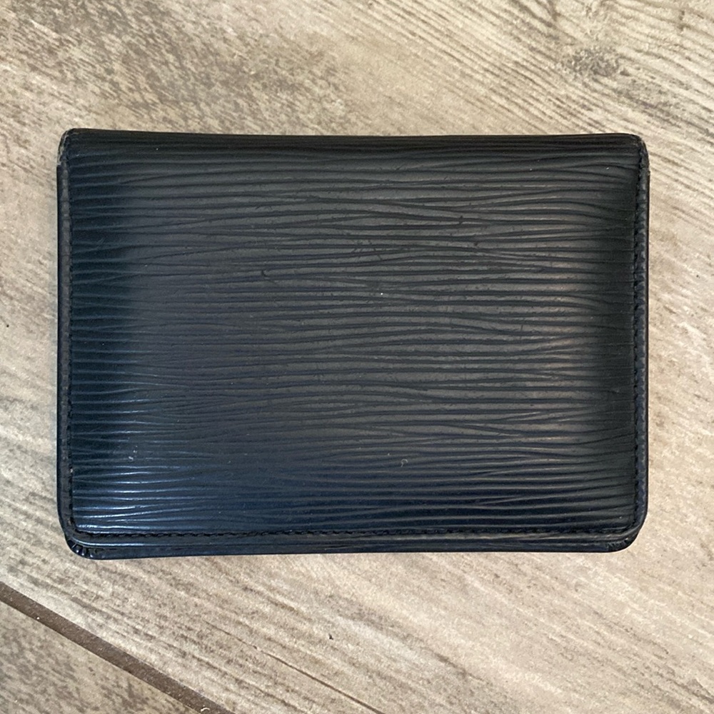 Auth Louis Vuitton Vintage Black Epi Leather Card Photo/ ID Holder